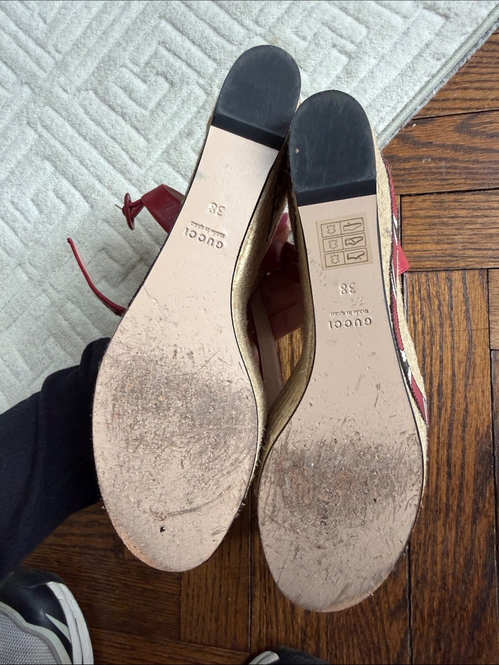 Gucci Black and Red Espadrille Wedge Sandals - Picture 3 of 3
